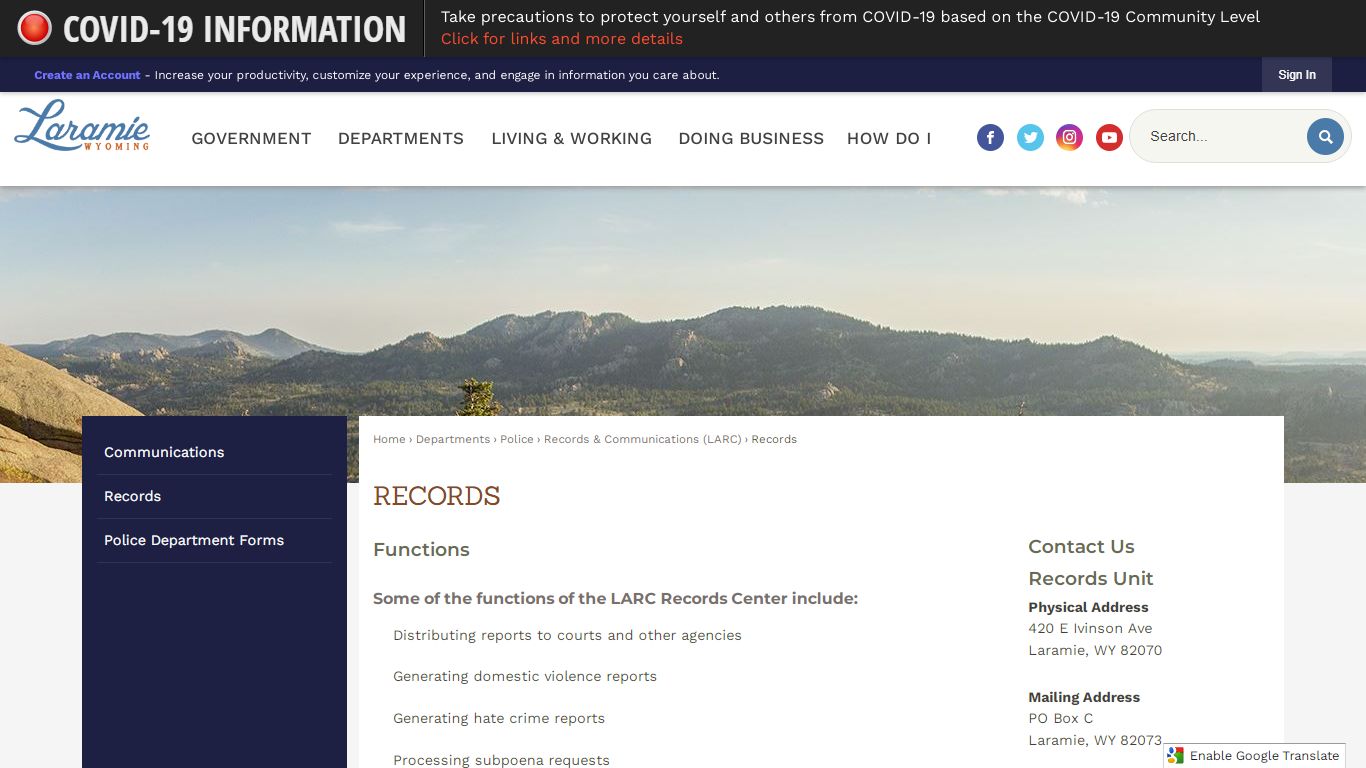 Records | Laramie, WY - Official Website - City of Laramie